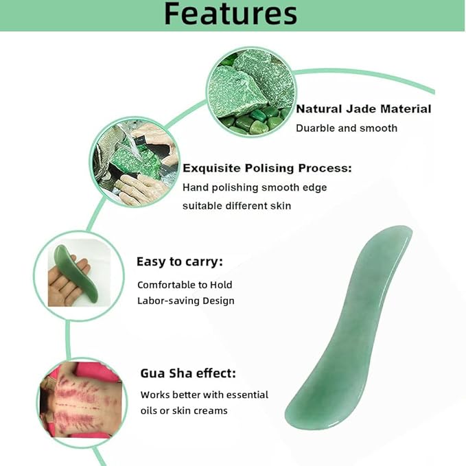 Gua Sha Facials Tools for Back Massage Tools Board Natural Jade Stone for SPA Acupuncture Therapy Trigger Point Treatment