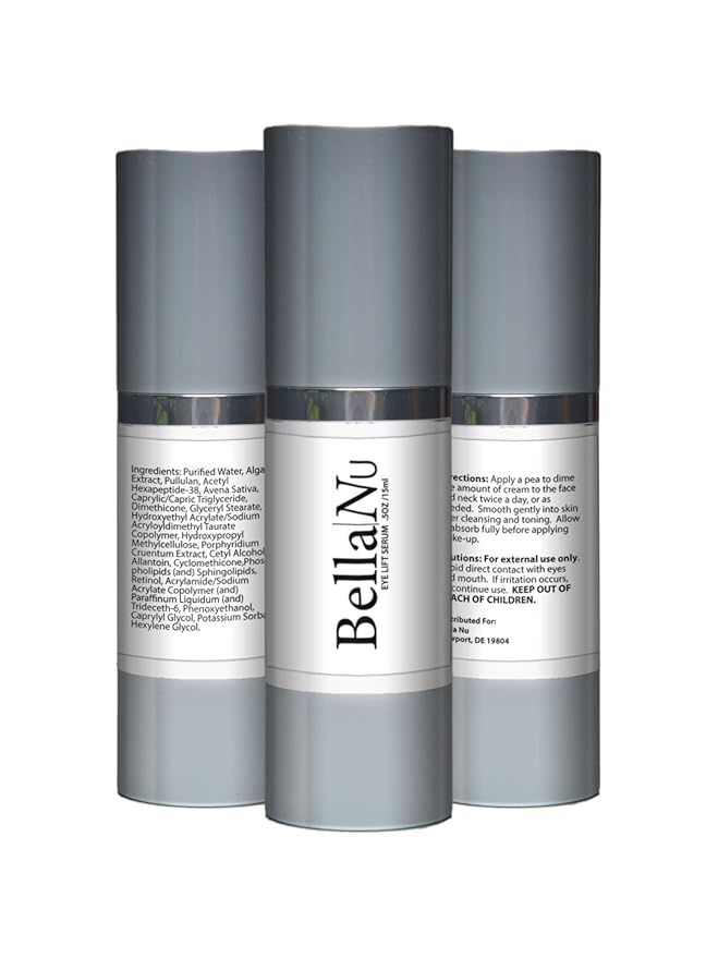 Bella Nu- Eye Lift Serum- Ultimate Potency- Premium Anti-Aging Solution- Promotes Reduction of Fine Lines and Wrinkles- Brightens Eyes and Evens Complexion