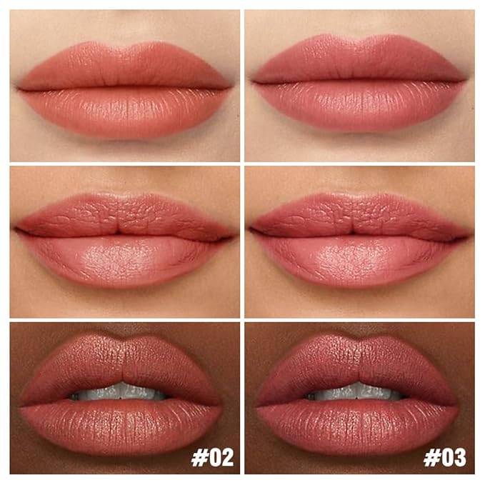 2Pcs Matte Lipstick Crayon Set for Women, 24 Hour Coral Pink Nude Pink Lipstick Lip Liner Pencil Long Lasting Waterproof Smudge Proof, Neutral lip liner marker Easy Application Full Coverage