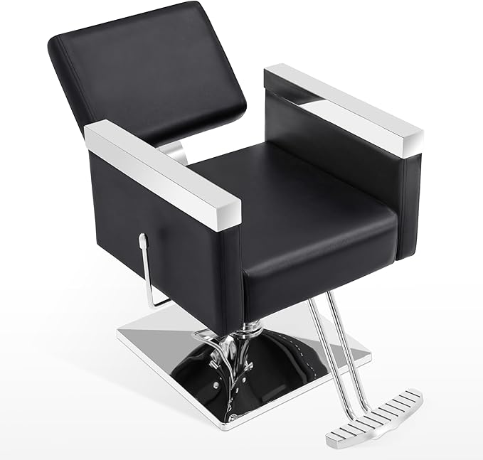 BarberPub Classic Recline Hydraulic Barber Chair Salon Spa Chair Hair Styling Beauty Equipment 3021 (Black)