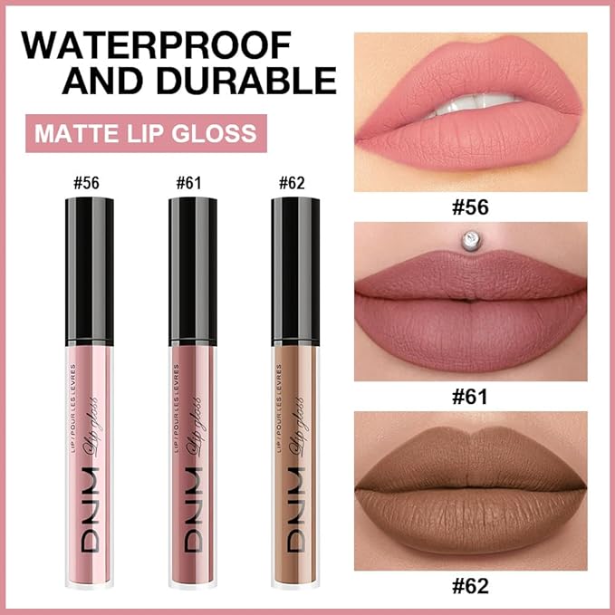 evpct 3Pcs Light Neutral Nude Matte Liquid Lipstick Lip Stain Sets for Women, Matte Lipstick Long Lasting Waterproof Permanent 24 Hours original, Magic Lip Sticks Pack for Halloween Daily Makeup