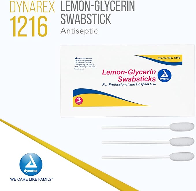 Dynarex lemon-glycerin swabsticks, pleasant tasting