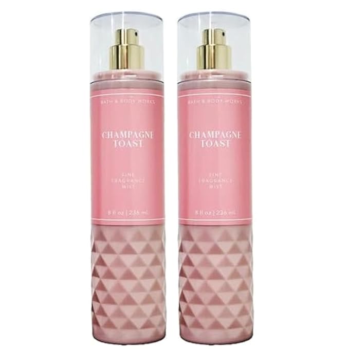 Bath and Body Works CHAMPAGNE TOAST Fine Fragrance Mist - NEW LOOKS 2022 - PACK OF 2 (FULL SIZE MIST 8FL OZ / 236 ML)