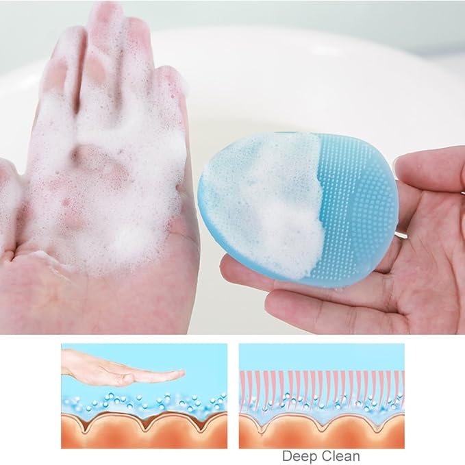 INNERNEED Super Soft Silicone Face Cleanser and Massager Brush Manual Facial Cleansing Scrubber Handheld Wash Pad for Sensitive, Delicate, Dry Skin (Pack of 4)