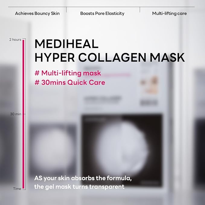 Mediheal Hyper Collagen_Collagen Real Deep Mask 4pcs | Collagen Gel Mask for Multi-lifting Care | Achieves Bouncy Skin | Boosts Pore Elasticity | 30mins Quick Care | Extra Hydration