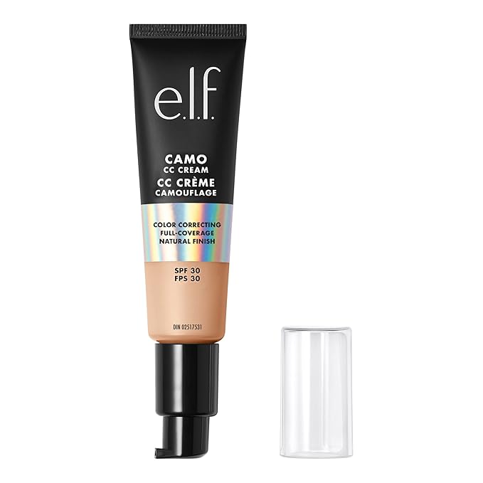 e.l.f. Camo CC Cream, Color Correcting Medium-To-Full Coverage Foundation with SPF 30, Light 210 N, 1.0 Oz (30g)