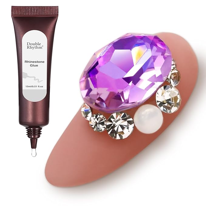 Double Rhythm 0.5 Oz 3D Nail Gel Art Sculpting No Wipe for Designs DIY Nail Art for Drawing, Molding,and Decoration (Clear Rhinestone Glue)