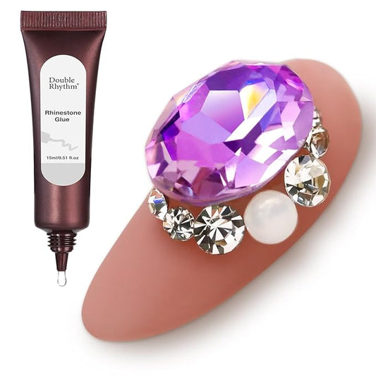 Double Rhythm 0.5 Oz 3D Nail Gel Art Sculpting No Wipe for Designs DIY Nail Art for Drawing, Molding,and Decoration (Clear Rhinestone Glue)