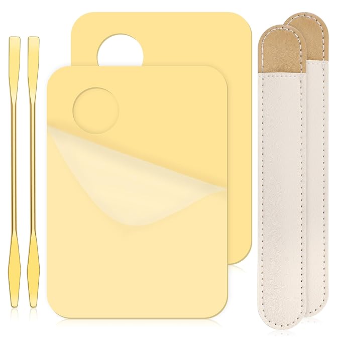 6 in 2 Sets Makeup Mixing Palette, Gold Acrylic Cosmetic Palette with Korean Makeup Spatula Tool for Mixing Foundation Eye Shadow Lipsticks Nail Art