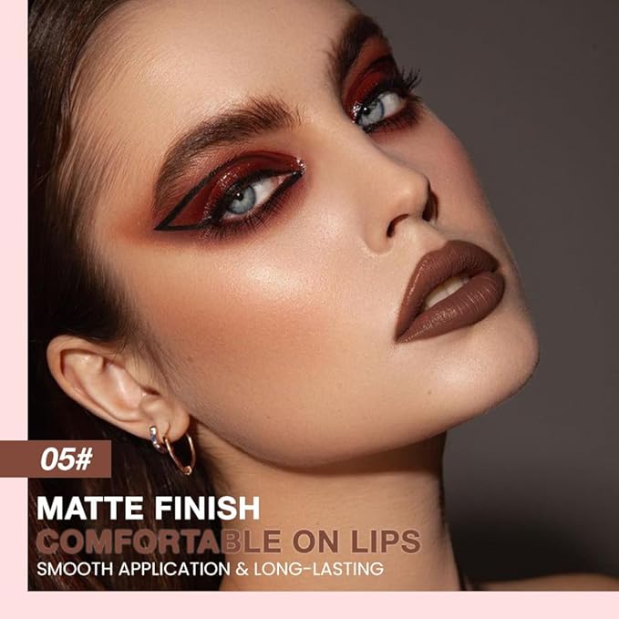 Kaely Matte Velvet Lip Liner Pencils Retractable for Shaping & Sculpting Lips, Brown Lip Pencils for Women Long Lasting Waterproof Rich Lip Colors Liner Crayon Lipstick delineador de labios 05