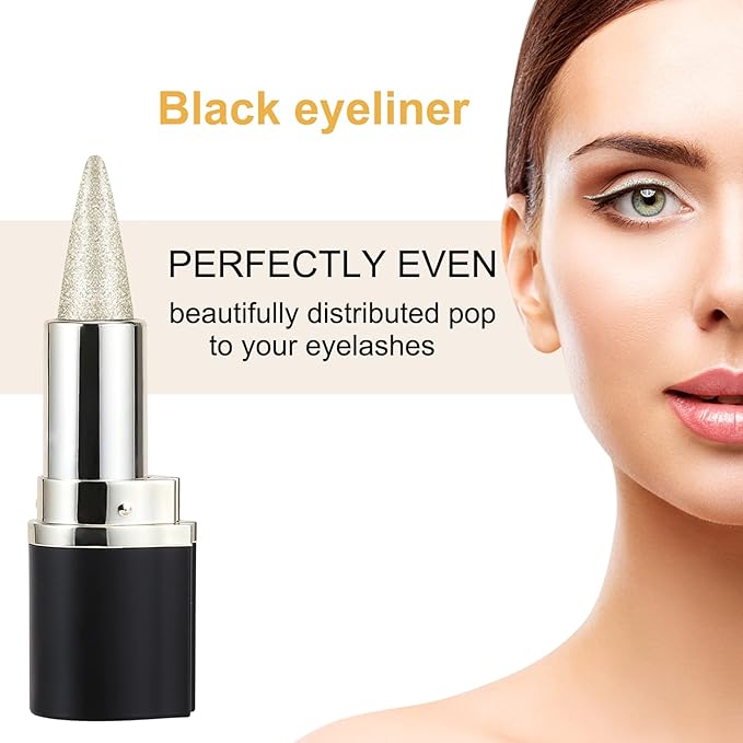 Boobeen Black Eyeliner Pencil - Quick Drying, Waterproof & Smudge-proof All Day Gel Eyeliner - Create Statement Eye Look (Silver)