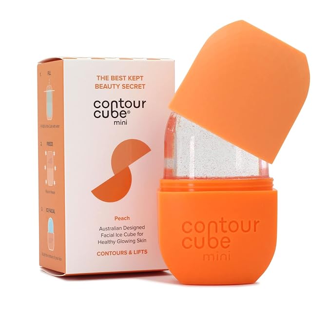 Contour Cube Mini - Revolutionary Ice Roller for Sculpting & De-Puffing - Face Ice Roller & Massager - Ice Mold for Face - Compact Skin Care Tools for Daily Skincare & Travel - Peach