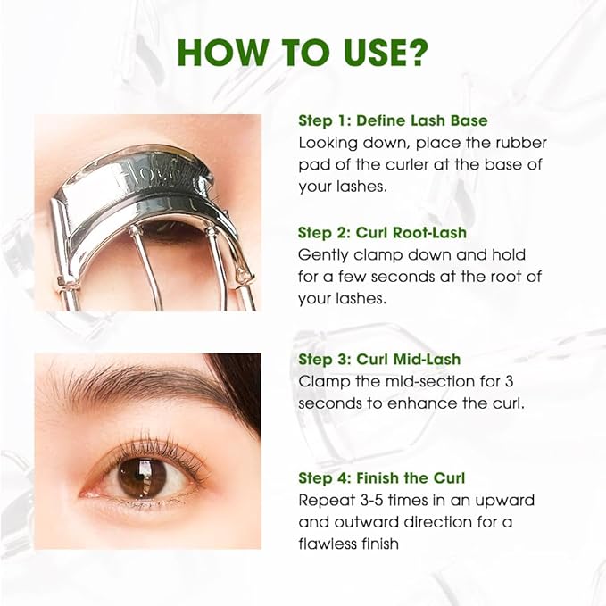 Stainless Steel Eyelash Curlers, Professional Lash Curler for Long-Lasting Lift | Gentle Eye Lash Curler for Hooded Eyes | Stainless Steel Ergonomic Design for Natural Curl (Black)