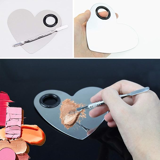 Stainless Steel Heart Shaped Makeup Palette Spatula -