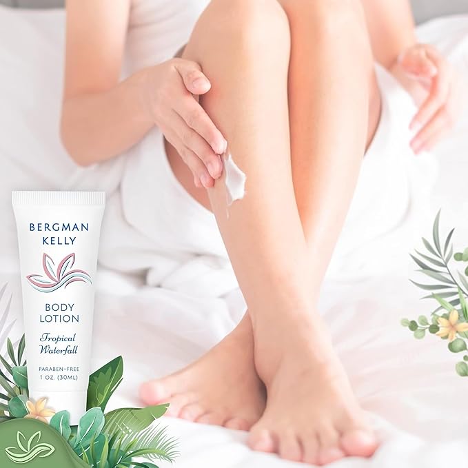 Bergman Kelly - Hotel Toiletries Bundle - Tropical Waterfall, 1 oz each, 18800 pcs - 4-Piece Set: Rectangular Bar Soap, Shampoo, Conditioner & Body Lotion (4700 each) - Bulk Mini Guest Amenities