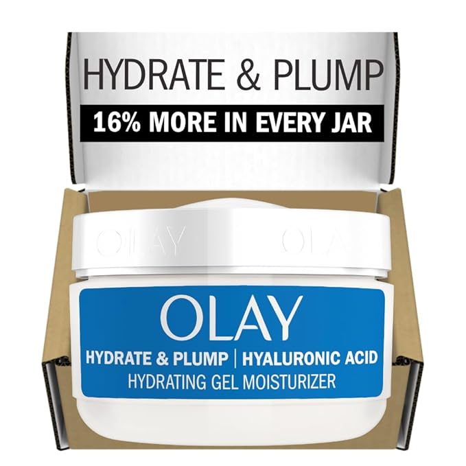 Olay Plump & Hydrate Hyaluronic Gel Face Moisturizer, 2 oz Fragrance Free Hydrating Gel Moisturizer for Dry Skin with Hyaluronic Acid and Niacinamide, Recyclable Eco Jar Packaging
