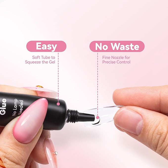 Makartt New Super Strong Semi Solid Nail Glue, Upgraded Hema-Free Nail Glue for Press On Nails, No UV/Led Lamp Needed, Quick Drying 20s, Fake Tips Adhesion, Nail Glues DIY Home Salon Manicure 10ml