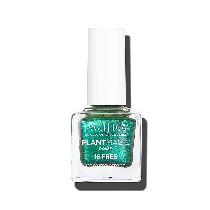 Pacifica Natural Nail Polish – Plant Magic Sparkling Green Nail Polish - Plant Based, Non-Toxic & Clinically Tested - Lasting Colors, Glossy, Clean Beauty, Dermatologist Approved Mermaid Tail