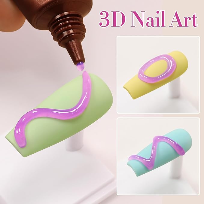 Double Rhythm 0.5 Oz 3D Nail Gel Nail Art Sculpting Polish No Wipe for Nail Designs DIY Nail Art for Drawing, Molding and Decoration (3D Sculpting Gel Purple)