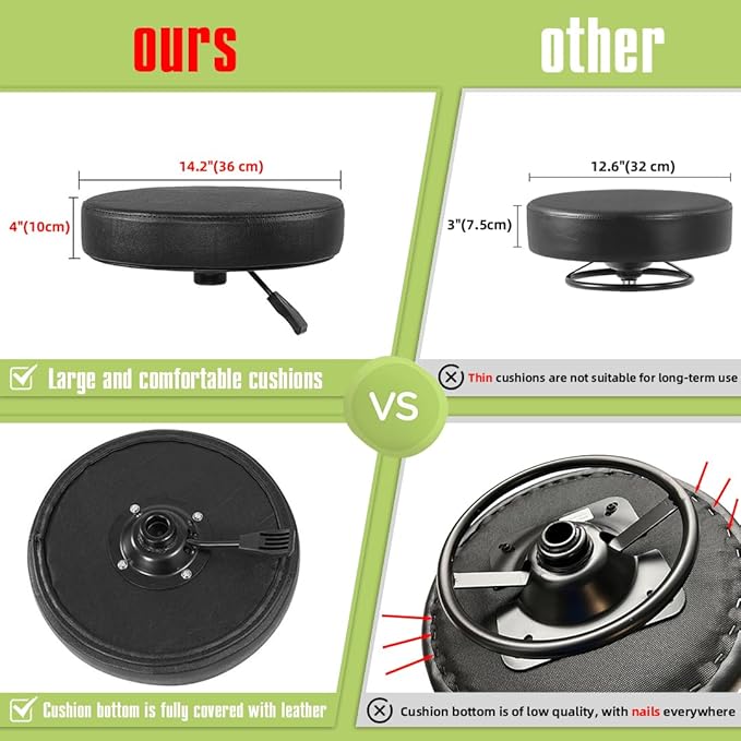 Rolling Stool with Wheels Heavy Duty Hydraulic for Shop Kitchen Work Lash Tattoo Lab Medical Guitar,Tattoo Artist Chair Lash Stool (Black,with Foot Rest)