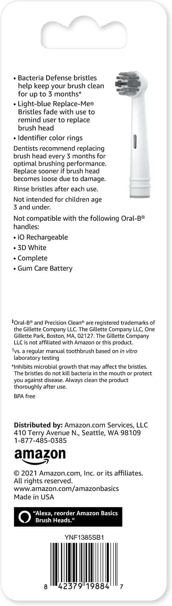 Amazon Basics Electric Toothbrush Head Replacement Brush, White, 5 Count (Fits Most Oral-B Brushes) (Previously Solimo)