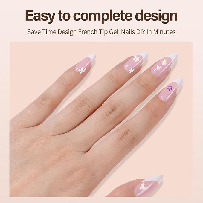 Vansiho French Gel Nail Tips, 150Pcs Medium Almond Gel Nail Tips, Pink French Tips Press on Nails, Soft French Gel Tips, Fake Nails for Nail Art DIY 15 Sizes