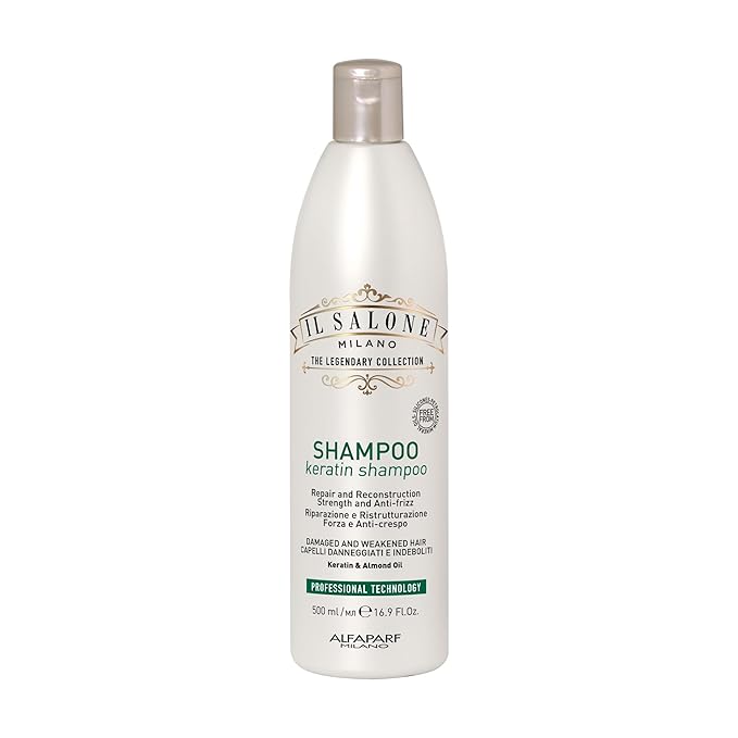 Il Salone Milano Professional Keratin Shampoo for Damaged Hair - Hair Repair Shampoo - Hair Treatment for Weakened Hair - Made with Almond Oil & Vitamin E - Salon-Quality Hair Care (16.9 oz / 500 ml)