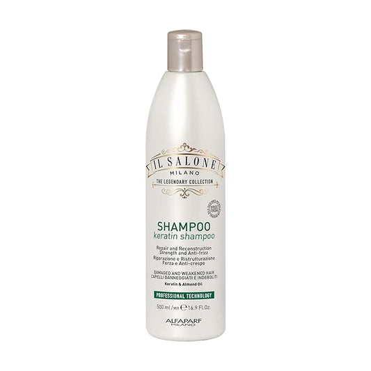 Il Salone Milano Professional Keratin Shampoo for Damaged Hair - Hair Repair Shampoo - Hair Treatment for Weakened Hair - Made with Almond Oil & Vitamin E - Salon-Quality Hair Care (16.9 oz / 500 ml)