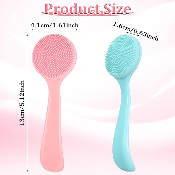 3 Pack Face Brush Silicone Facial Cleansing Brush, Manual Face Scrub Brush Skin Friendly Soft Facial Brushes Waterproof Exfoliating Brush Face Cleaner Brush for Women, Makeup Residues Removal