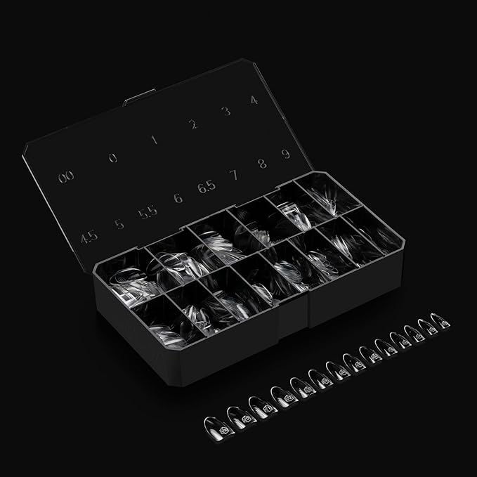 Aprés Gel-X® Round Box of Nail Tips | 280 Gel-X Tips, Soft Tips, 14 Sizes 00-9 | Half-sizes Included (Sculpted Round Medium, 280.00 Fl Oz (Pack of 1))