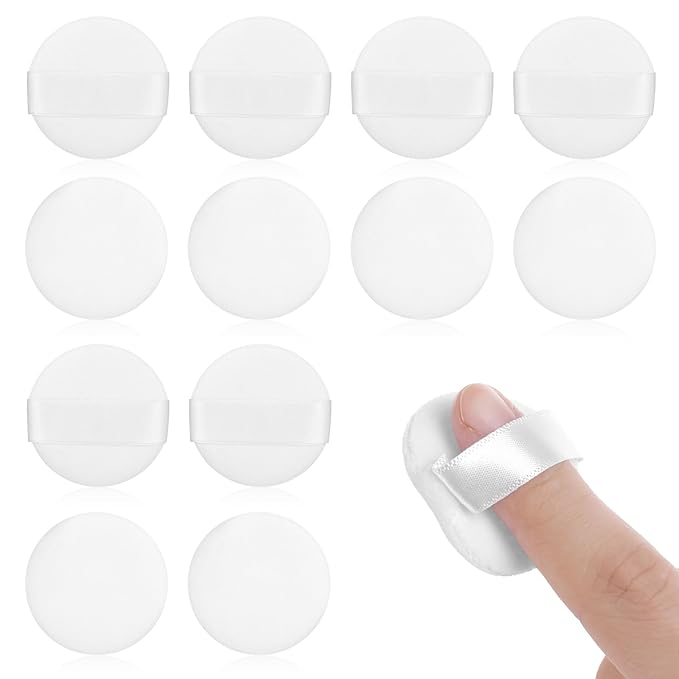 12 PACK Mini Powder Puff, Microfiber Powder Puff Small Powders Pact Makeup Sponges 1.5 Inches Powders Puffs Makeup Sponges Finger-Sized Make up Puffs for Women Beauty Blender Sponge