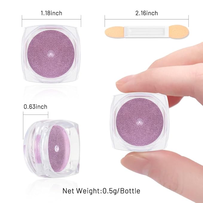 evpct 2Pcs Red Rose Gold Metallic Mirror Effect Chrome Nail Powder Kit for Nails Polish Rainbow Holographic Iridescent Chameleon Neon Nail Pigment Mirror Chrome Nail Powder for Gel Nails Glitter