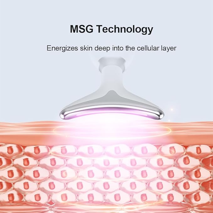 7-in-1 LED Skin Sculptor - Red Light Neck Massager with Heat - Ergonomic Relaxation Device for Muscle Comfort & Skin Care, Non-Medical Personal Use,White,2025