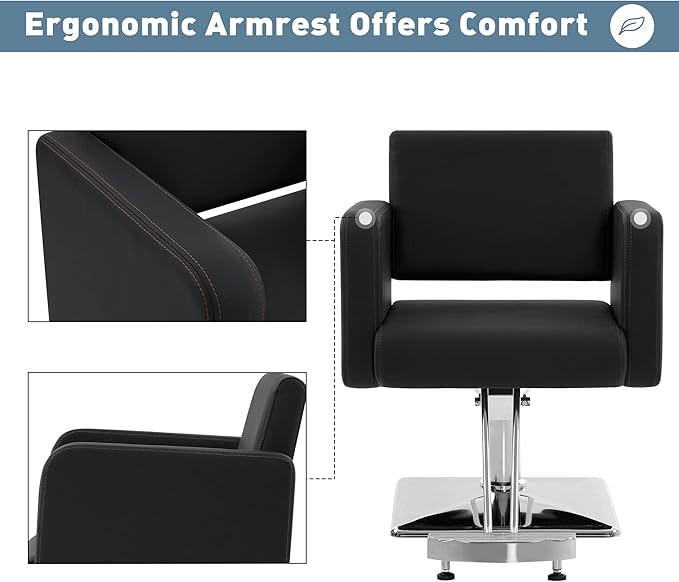 BarberPub Classic Styling Salon Chair for Hair Stylist, Barber Chair with Hydraulic Pump, Beauty Barbershop Salon Spa Equipment 3805 (Black)