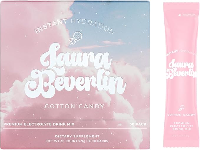 Instant Hydration Electrolytes Powder Packets - Cotton Candy Drink Mix - Zero Sugar - Keto, Vegan, Gluten-Free, Non-GMO - Boost Recovery, Brain Health, Muscle & Tissue Support- 30 Sticks