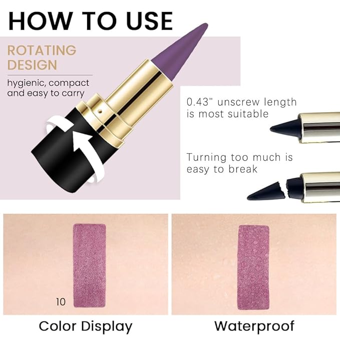 evpct 1Pcs Light Purple Gel Eyeliner Pencil Eye Black Face Paint Stick Makeup Set Waterproof Matte Cream Crayon Eyeliner Pencil Set Cat Eye Liners Eyeshadow Guide delineador de ojos contra el agua