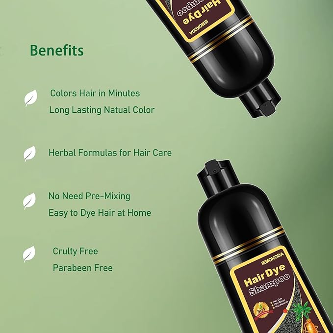 Coffee Hair Dye Shampoo - Color in Minutes, Long Lasting, For All Hair Types (Brown)