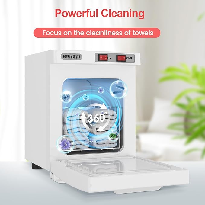 Hot Towel Warmer, 5L Towel Warmer Cabinet, Mini All-Around Fast Heating Machine with Stainless Steel Racks, Professional Towel Heater for Spa, Salon, Beauty, Barber, Massage, Gym, Home, White