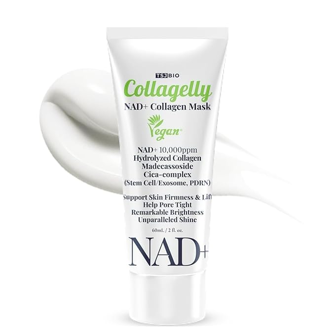 NAD+ Collagelly Vegan Collagen Mask – 2.1 fl. Oz with 10,000ppm NAD+, NMN, Exosome Complex - Korean Skin Care | Super Peel-Off Face for Blackheads, Pores, Lifting, Exfoliating