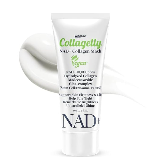 NAD+ Collagelly Vegan Collagen Mask – 2.1 fl. Oz with 10,000ppm NAD+, NMN, Exosome Complex - Korean Skin Care | Super Peel-Off Face for Blackheads, Pores, Lifting, Exfoliating