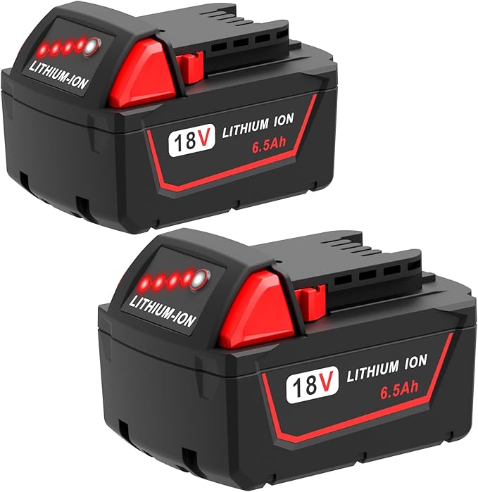 2 Pack 6.5Ah 18V Batteries Replace for Milwaukee M18 Battery Lithium lon 48-11-1860 48-11-1850, Compatible with m18 Milwaukee Battery Charger and 18 Volt Cordless Power Tools