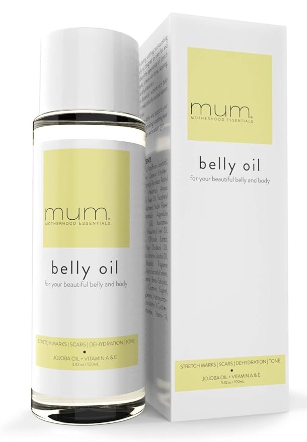 Mum. Motherhood Essentials® Premium Organic Belly Oil (3.42oz), Maternity Stretch Mark Oil,Prevent,Heal Remove Stretch Marks & Scars, Safe For Pregnancy