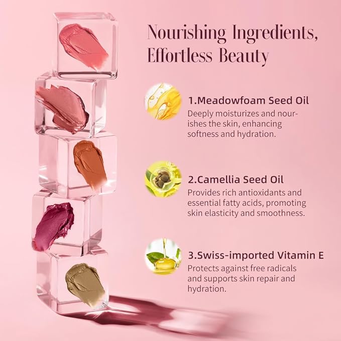 Multi-Use Makeup Cream Blush Stick, Unidollss 3-in-1 Buildable Blush Stick for Cheeks, Eyes, and Lips, Hydrating formula, All day wear, Easy Application with Thumb Puff Included (03 PALPITATING)