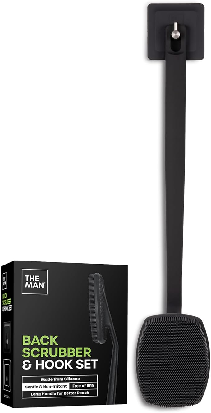 The Man Silicone Face Scrubber for Men, Flex Face Brush for Men, Removes Dead & Dry Skin, Shower Facial Cleansing Brush (Back Scrubber)