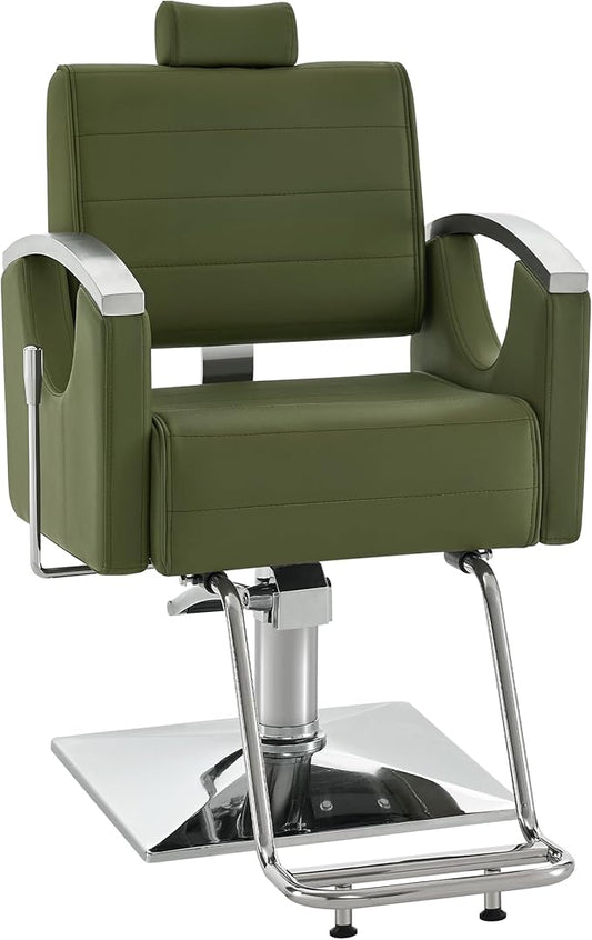 BarberPub Barber Chair for Barbershop,Reclining Salon Chair for Hair Stylist 9180 (Green)
