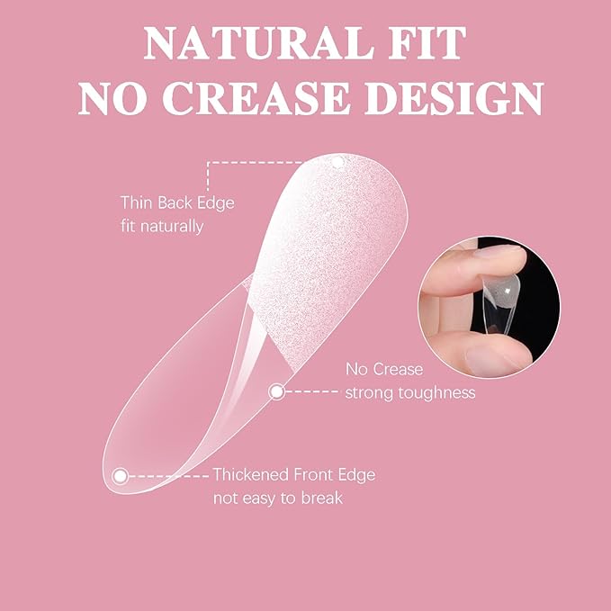 Medium Almond Nail Tips, SSWSBYKE 300pcs Soft Gel Nail Tips for Full Cover Pre-Shaped Acrylic Fake Nails Tips 15 Sizes Half Matte Press On Nails for Extension Home DIY Salon