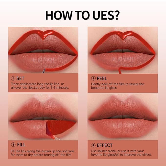 2-In-1 Peel Off Lip Stain Matte Finish Lip Liner Tattoo Peel-off Lip Tint Long Lasting All Day Lip Masque Waterproof Smudge-proof Transfer-proof Peel Off Lip Makeup, 5#terracotta