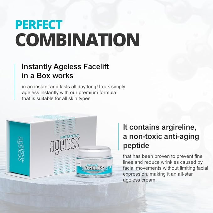 Instantly Ageless Skin Care Duo Lift Bundle – 25 Vials Instant Face Lift in a Box & Mega-Moisturizer with Collagen – Face Moisturizer for Women and Men – Beauty & Anti-Aging Skincare for Mature Skin