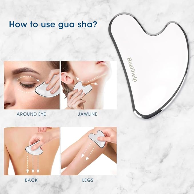 Face Roller & Gua Sha, Stainless Steel Facial Roller and Gua Sha Tool for Face, Skin Care, Anti-Aging, and Lifting