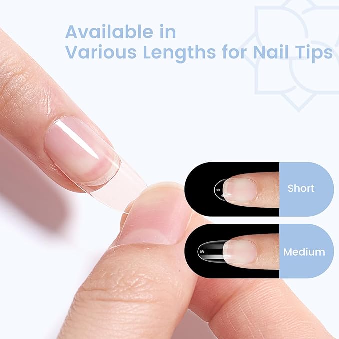 Medium Oval Round Nail Tips: 504Pcs Pre-shaped Full Cover Clear Gel Nails Tip, 12Sizes Acrylic Fake Press on Nail Tips for False Extension Manicure Salon DIY at Home